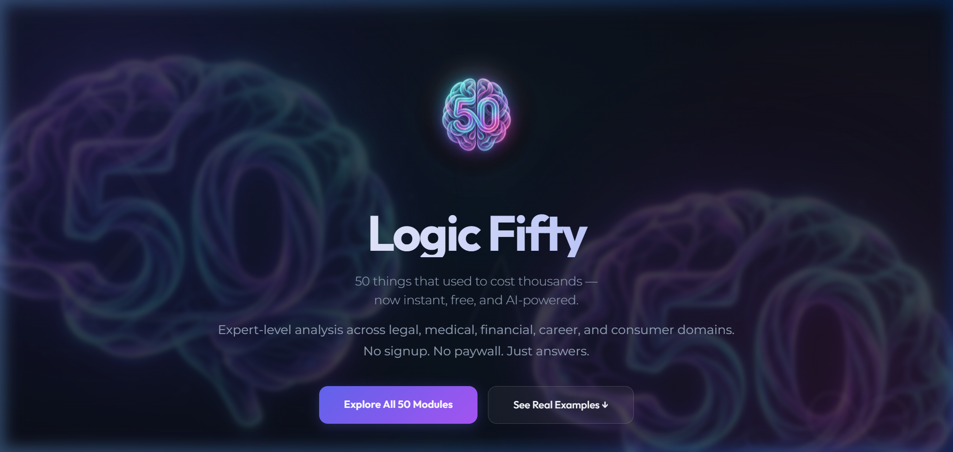 Logic Fifty — 50 AI-Powered Expert Modules